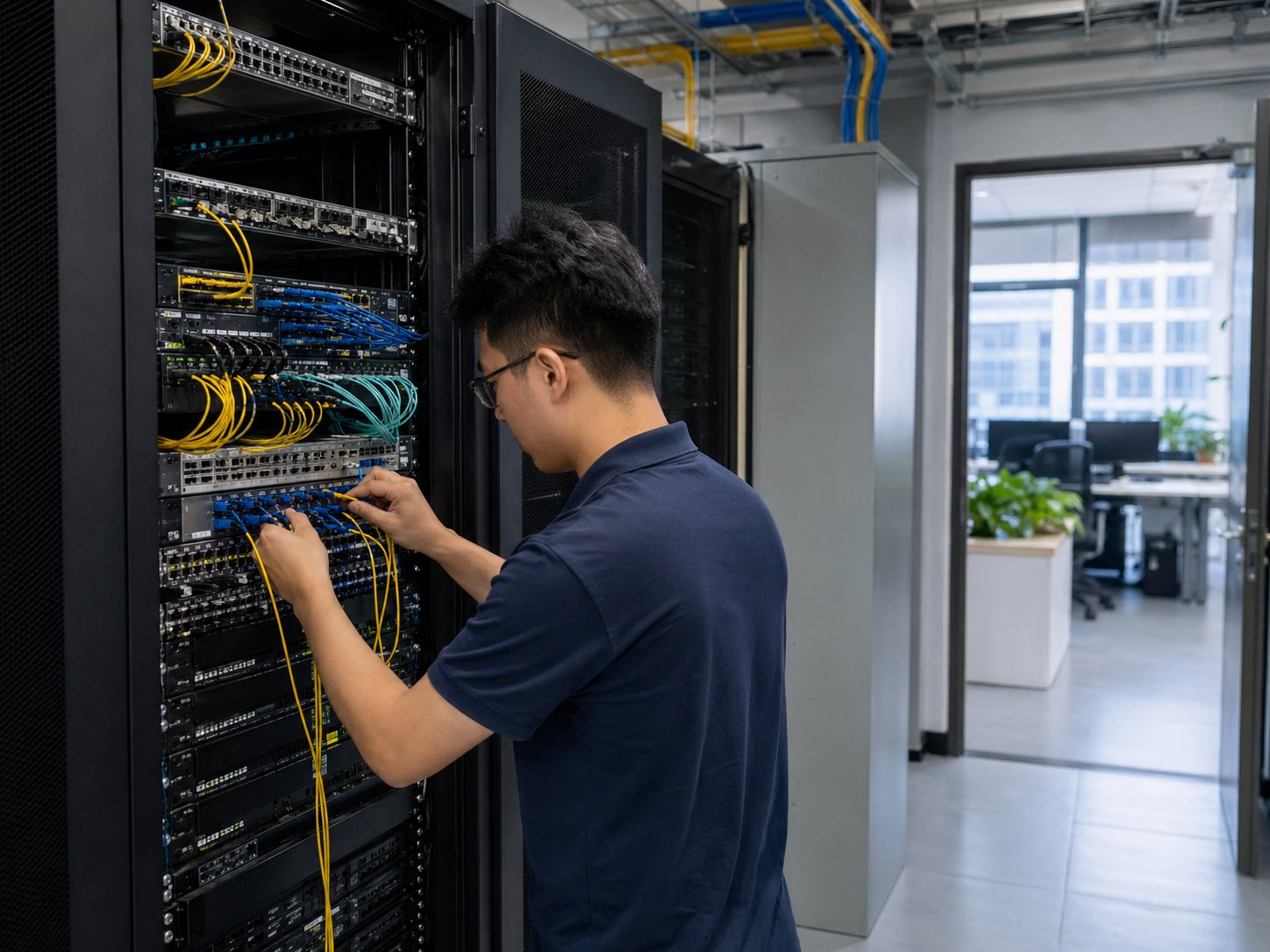 Connexion réseau fibre d'entreprise