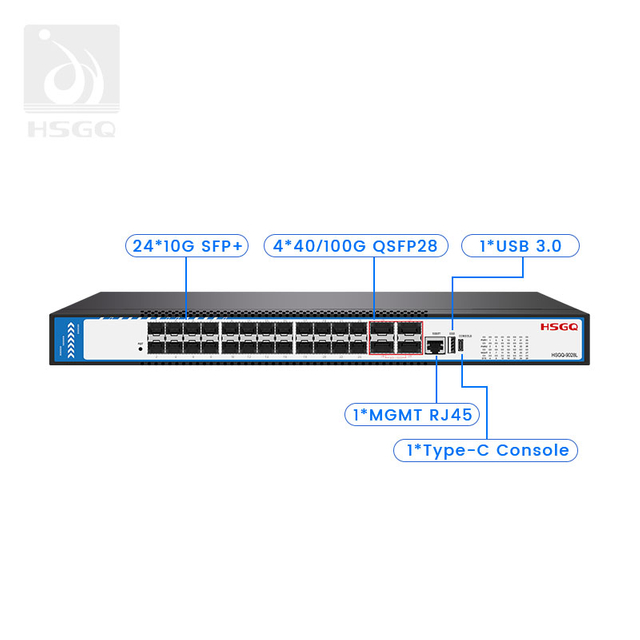  24 ports SFP + 4 ports 40G/100G QSFP28 + 1 commutateur de centre de données MGMT RJ45