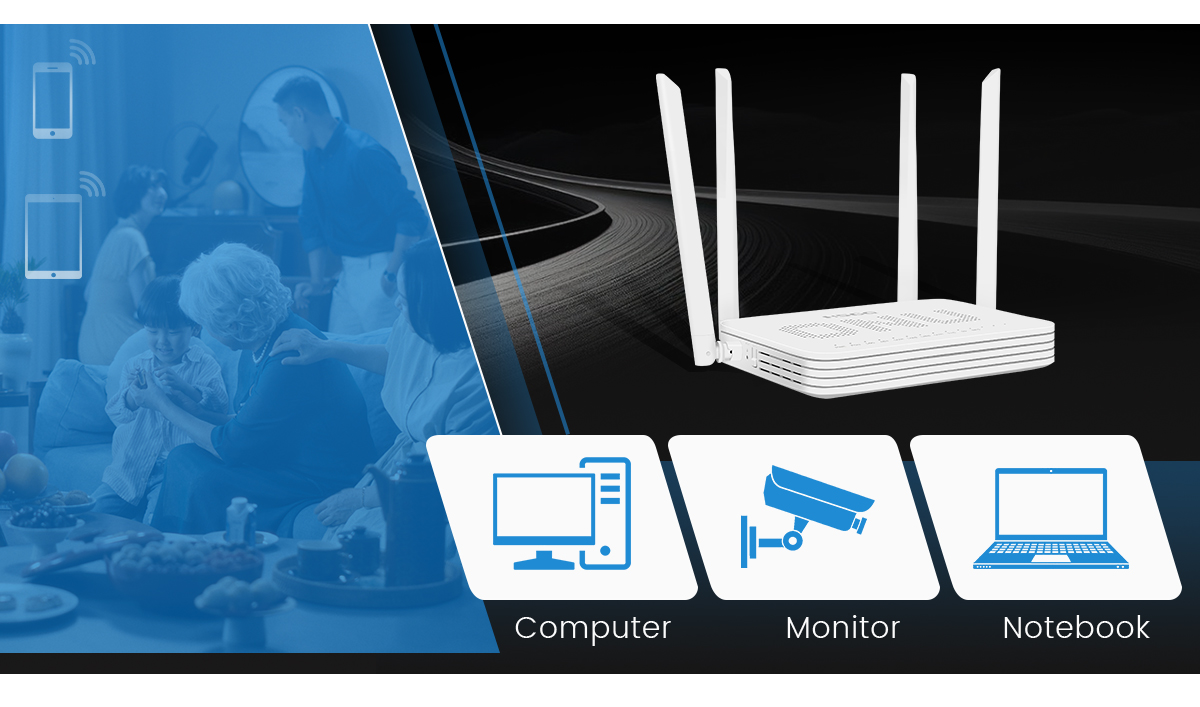 Dispositif &agrave; fibre optique FTTH WiFi 6 ONU pour l